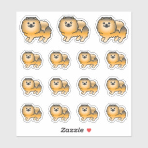 Sticker Chiens caricaturaux mignons de Poméranie de sable