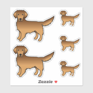 Sticker Chiens caricaturaux rouges Golden Retriever