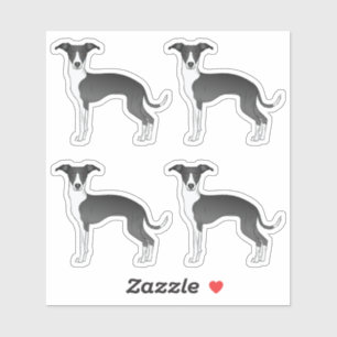Sticker Chiens De Caricature Italiens Noirs Et Blancs