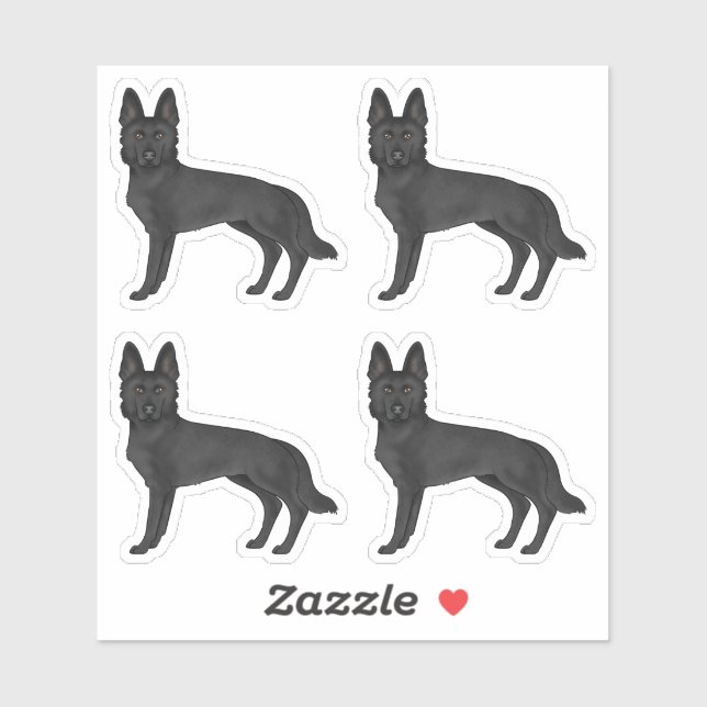 Sticker Chiens de design de dessin animé mignon Shepherd a (Feuille)