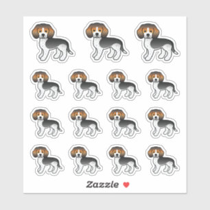 Sticker Chiens de dessin animé mignons à tiques bleues Bea