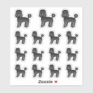 Sticker Chiens de dessin animé mignons Caniche jouet noir