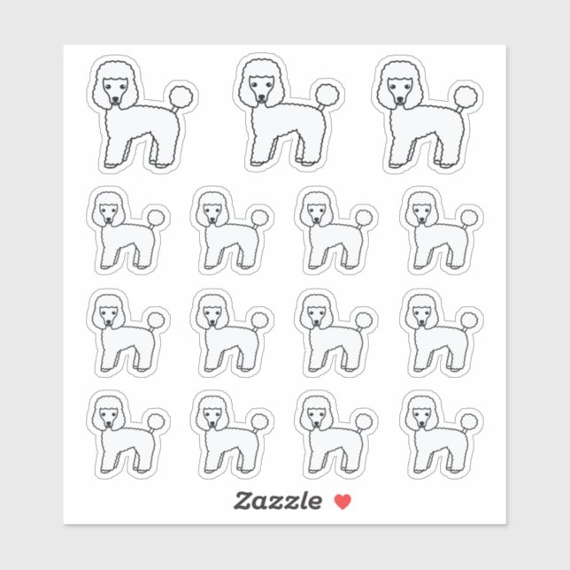 Sticker Chiens de dessin animé mignons caniches jouets (Feuille)