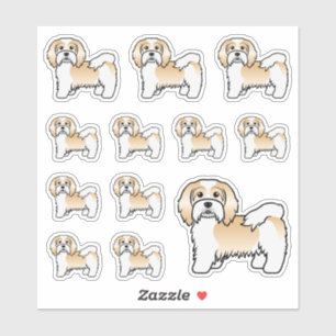 Sticker Chiens de dessin animé mignons havanais fauve et b