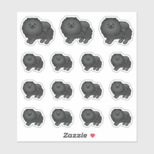 Sticker Chiens de dessin animé mignons Pomeranian noir