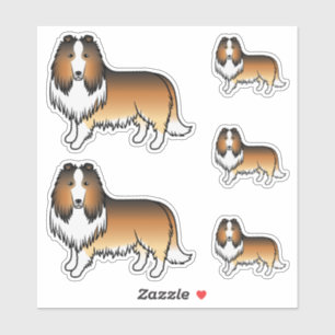 Sticker Chiens de dessin animé mignons Rough Collie Sable
