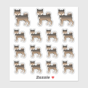 Sticker Chiens de dessin animé mignons Shiba Inu au sésame