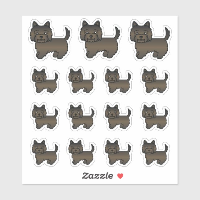 Sticker Chiens de dessin animé mignons Terrier Cairn Bring (Feuille)