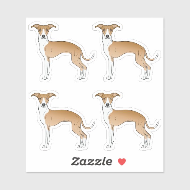 Sticker Chiens De Dessin Grisons Italiens Fawn Et Blanc (Feuille)