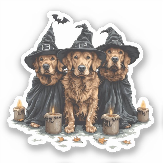 Sticker Chiens de l'Halloween Golden Retriever Jack-o'-lan (Recto)