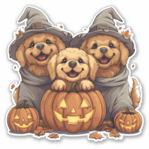 Sticker Chiens de l'Halloween Golden Retriever Jack-o'-lan