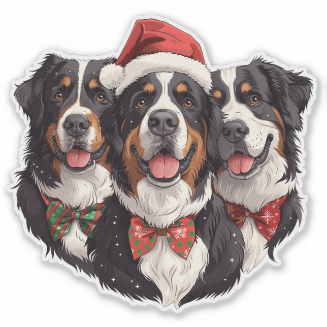 Sticker Chiens de montagne bernois de Noël (Devant)
