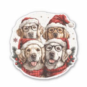 Sticker Chiens de Noël Golden Retriever