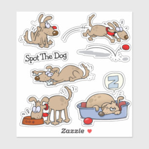 Sticker Chiens drôles assortis de bande dessinée avec le
