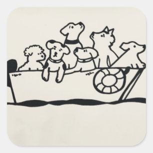 Sticker "Chiens en bateau" par Willowcatdesigns