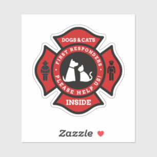Sticker Chiens et chats à l'intérieur de la maison Alerte