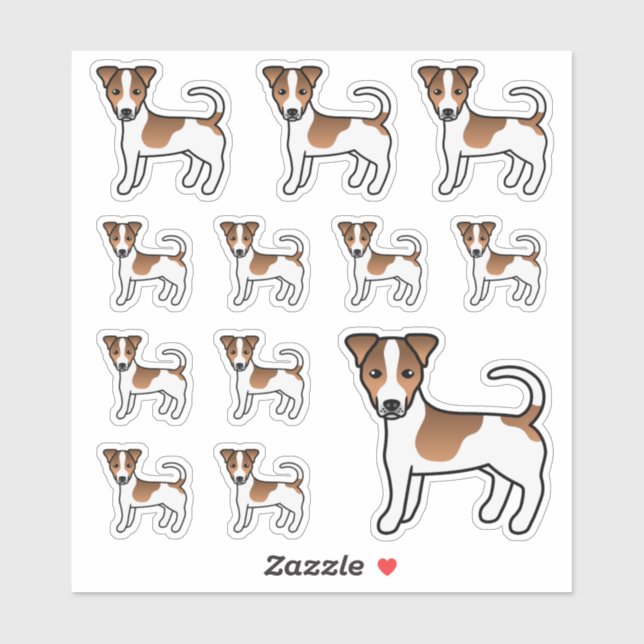 Sticker Chiens Jack Russell Terrier à poil lisse blanc et  (Feuille)