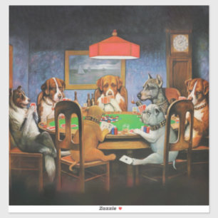 Sticker Chiens jouant au poker par C.M. Coolidge