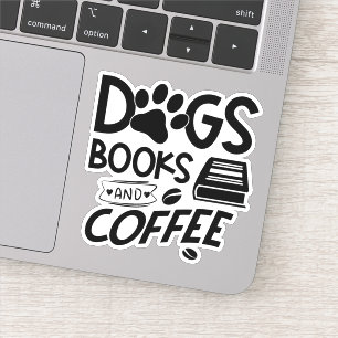 Sticker Chiens Livres Typographie du café Citation de ver 
