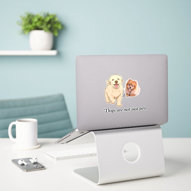 Sticker Chiens mignons (Ordinateur portable sur le bureau)