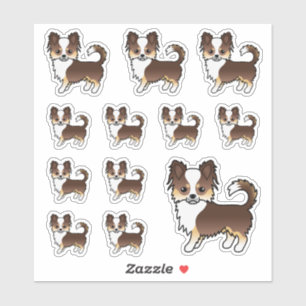 Sticker Chiens mignons Chihuahua Tricolor au poil long au