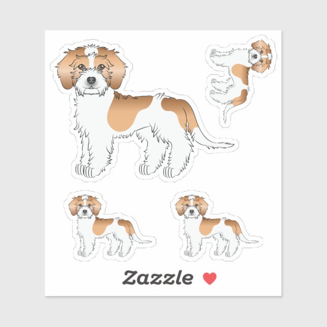 Sticker Chiens Mini Goldendoodle couleur parti abricot (Feuille)