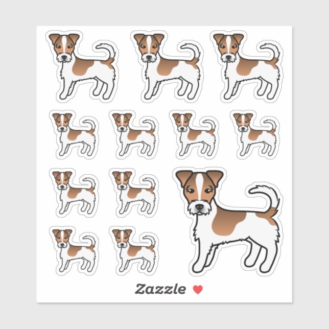 Sticker Chiens Russell Terrier blanc & Tan Rough (Feuille)