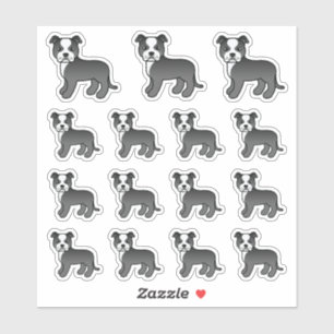 Sticker Chiens Staffordshire Bull Terrier noir et blanc