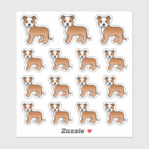Sticker Chiens Staffordshire Bull Terrier Rouge Et Blanc