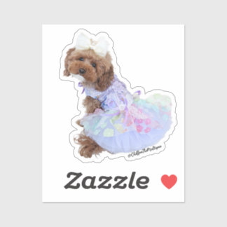 Sticker Chiffon princesse violet : mignon chiot maltipoo