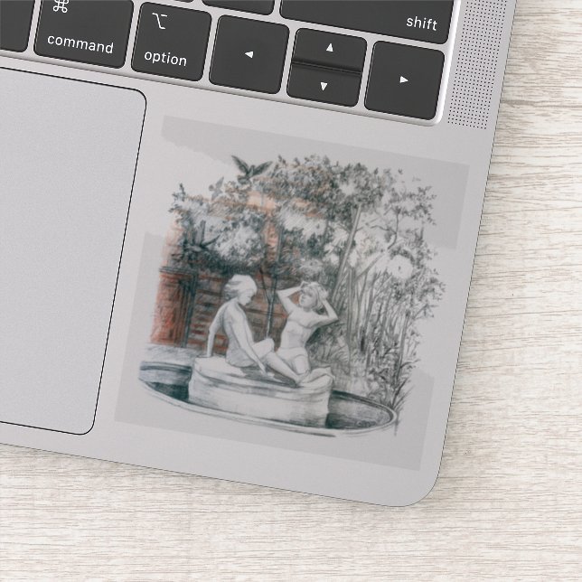 Sticker Chiffres blancs des filles de la fontaine de la vi (Détail)