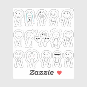 Sticker Chiffres de bâton dessinés Funny Stickman Réaction