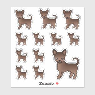 Sticker Chihuahua à poil lisse au chocolat Chiens de dessi