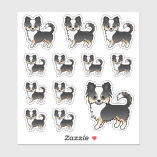 Sticker Chihuahua à poil long tricolore noir Chiens de des