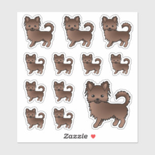 Sticker Chihuahua à robe longue au chocolat Chiens de dess