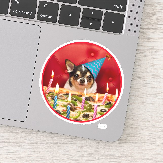 Sticker Chihuahua Anniversaire Pizza Pie (Détail)