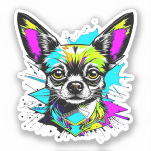 Sticker Chihuahua Cyberpunk style Art