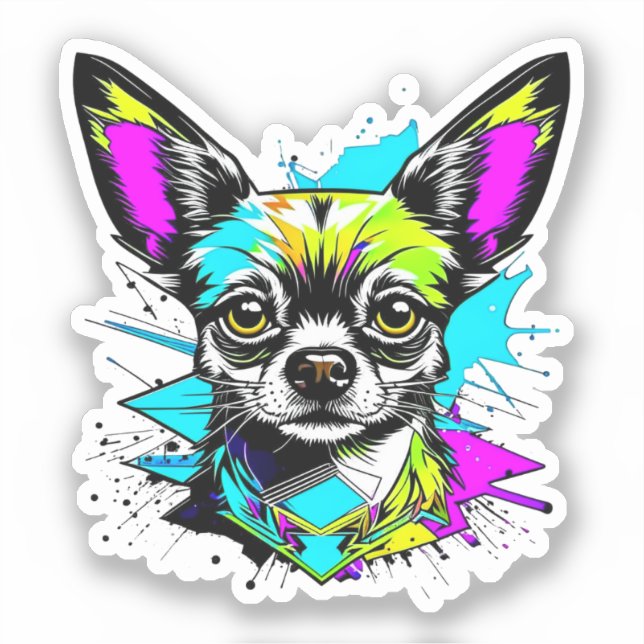 Sticker Chihuahua Cyberpunk style Art (Recto)
