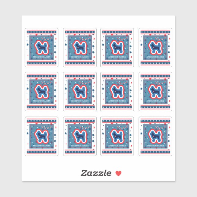 Sticker Chihuahua Étoiles Rouge Blanc Et Bleu 4 juillet (Feuille)