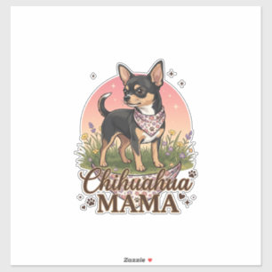 Sticker Chihuahua Mama Chien Bandana Floral Rose_1
