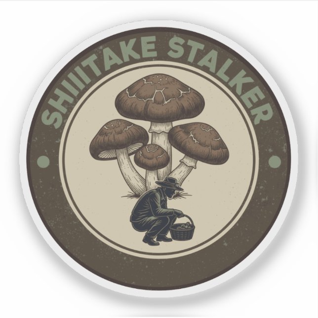 Sticker Chiitake Stalker Mushroom Forme de recherche de no (Devant)