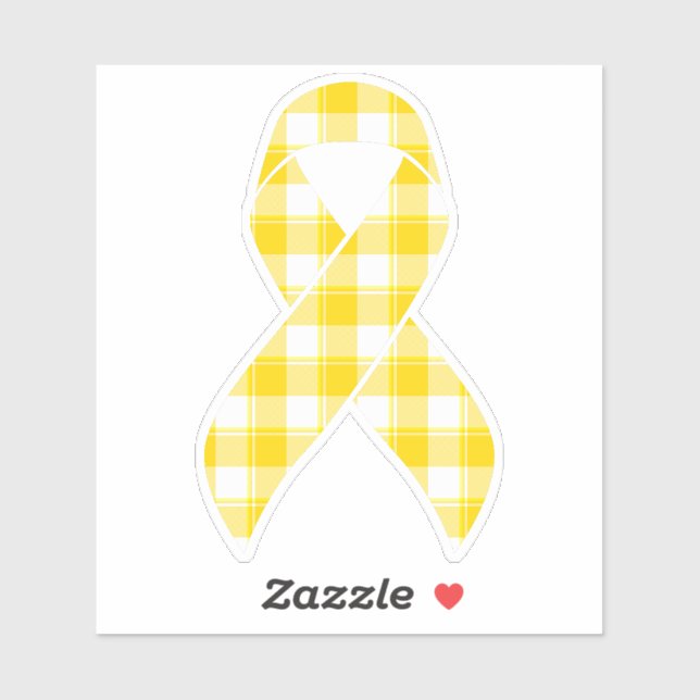 Sticker Childhood Cancer Awareness Plaid Gold Ribbon (Feuille)