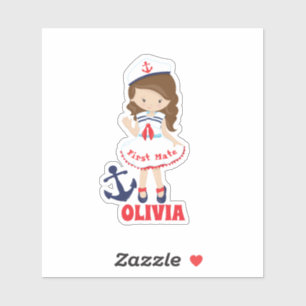 Sticker Childs Sailor, Premier Mate Avec Nom