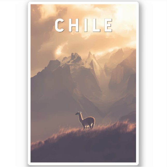 Sticker Chile Illustration Travel Art Vintage (Devant)