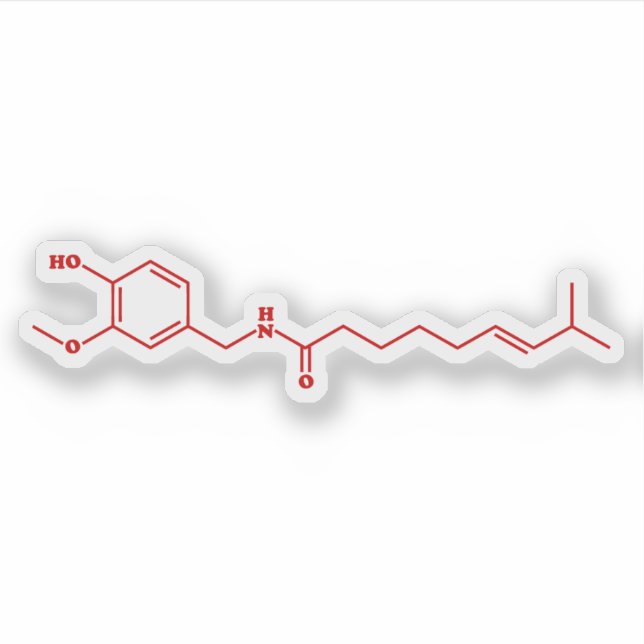 Sticker Chili Capsaicin Formule chimique moléculaire (Devant)