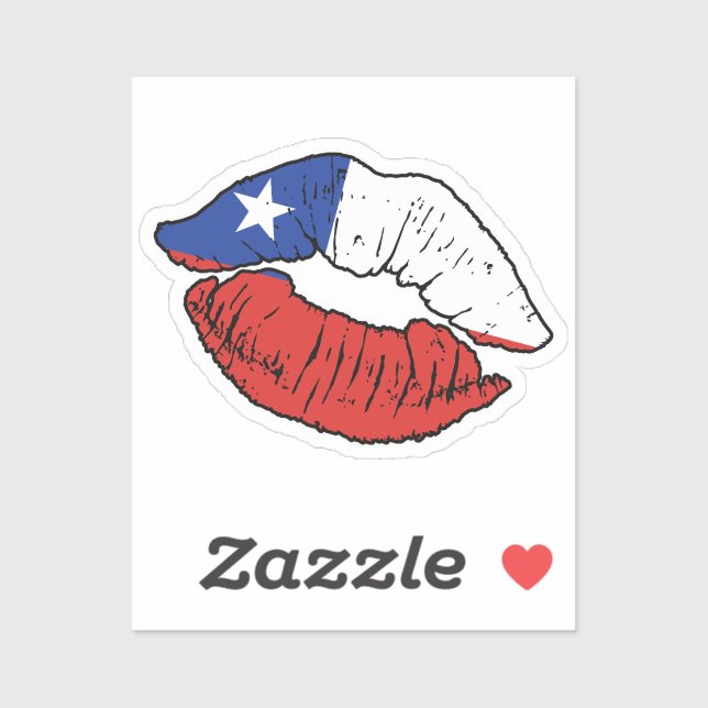 Sticker Chili Drapeau d'amour chilien Lipstick (Feuille)