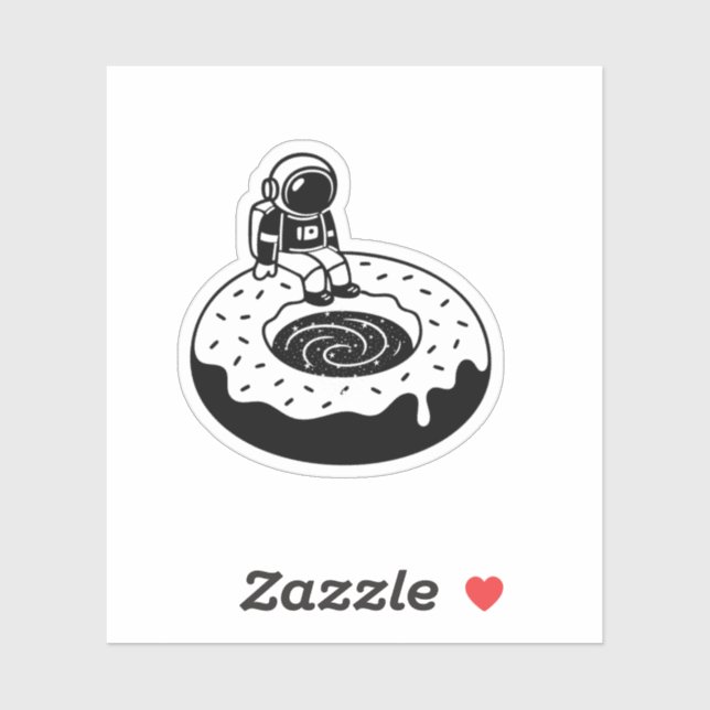 Sticker Chill Astronaut on Donut Black Hole – Space Doodle (Feuille)