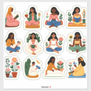 Sticker "Chill & Thrive - Ensemble de bien-être pour femme