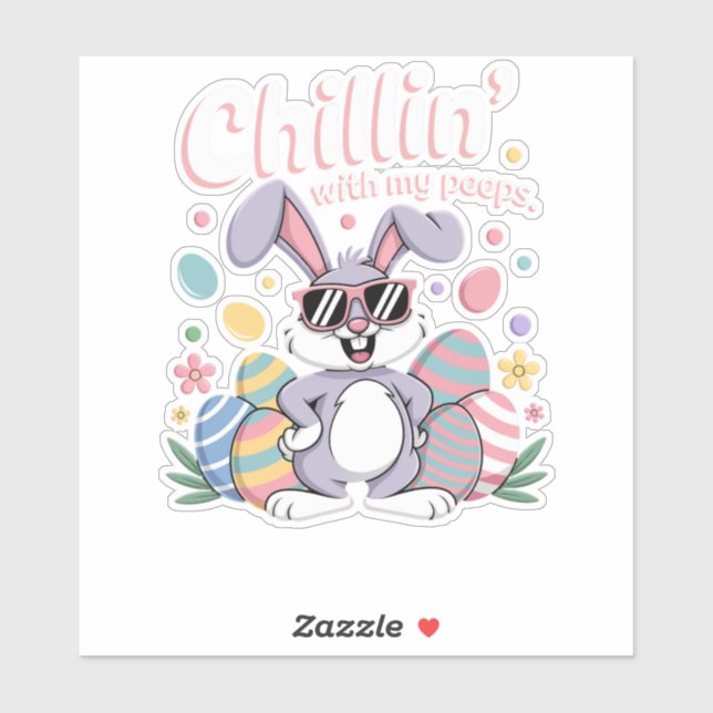 Sticker Chillin avec mes Peeps Cool Lapin de Pâques (Feuille)