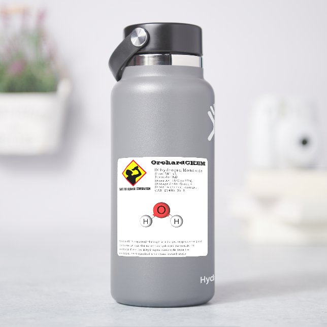 Sticker Chimie amusante Dihydrogène Monoxyde (H2O) (HydroFlask)